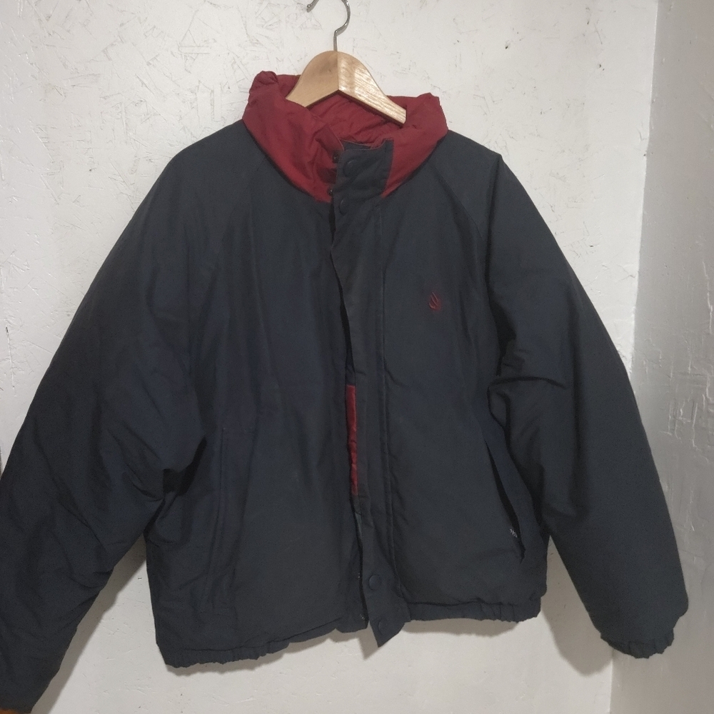 Nautica | Black and Red Hooded reversible Mens Jacket Duck Down Filling